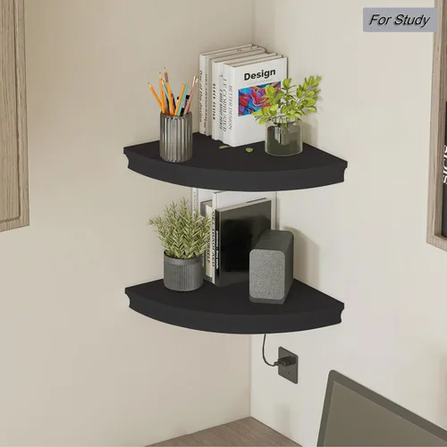 Miniatura 4 de HAO - Estante de esquina flotante invisible para montar en la pared, forma radial, patrón de agujero de alambre, perfecto para dormitorio, baño