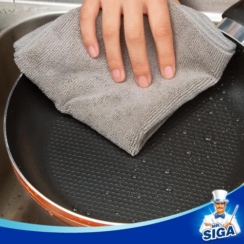 Miniatura 5 de MR.SIGA Paño de limpieza de microfibra, toallas de microfibra multiusos, trapos de limpieza sin rayas, paquete de 12, gris, tamaño 12.6 x 12.6 in