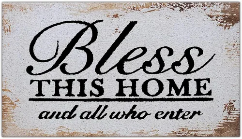 Nogrit Vintage Bless This Home and All Who Enter - Tapete impermeable para puerta de entrada al aire libre, 17 x 30 pulgadas, tapete antideslizante