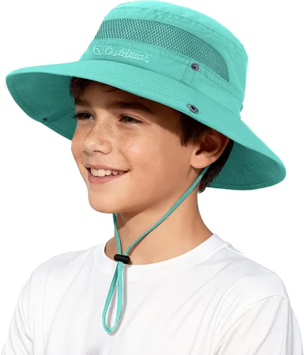 Miniatura 10 de Sombrero de sol para niños con protección solar UPF 50+, sombrero de pescador para niños y niñas, ala ancha, verano, playa, pesca, safari, sombrero