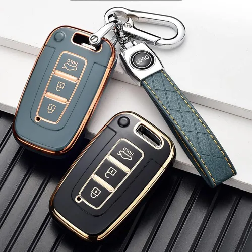Miniatura 4 de ontto Funda para llave de coche con llavero compatible con Hyundai llavero duradero para Elantra GT Genesis Genesis Coupe Sonata Veloster Beige