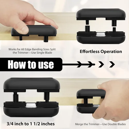 Miniatura 5 de Recortadora de bandas de doble borde con cuchillas de carburo de tungsteno (negro)