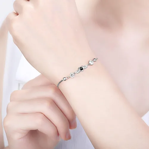 Miniatura 16 de Godchoices Pulsera de fotos personalizada, pulsera de proyección de fotos con imagen en el interior, collar con texto en inglés "I Love You