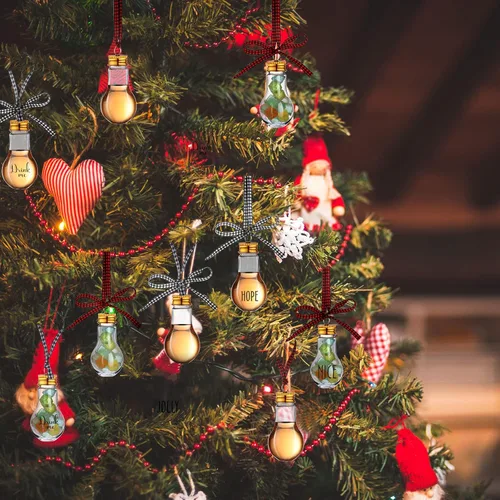 Miniatura 5 de Kajaia 12 bolas de alcohol de Navidad, adornos de árbol rellenables de Navidad con calcomanías de cinta de cuadros de búfalo, adornos de plástico