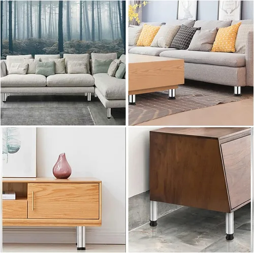 Miniatura 7 de Patas de acero inoxidable para muebles, patas ajustables de metal para escritorio, mesa de oficina para el hogar, proyectos de bricolaje, soporte