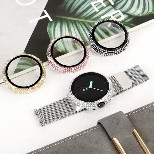 Miniatura 3 de Funda compatible con Google Pixel Watch 3 de 1.614 in/Pixel Watch 2/1 con protector de pantalla, cubierta protectora brillante de vidrio templado