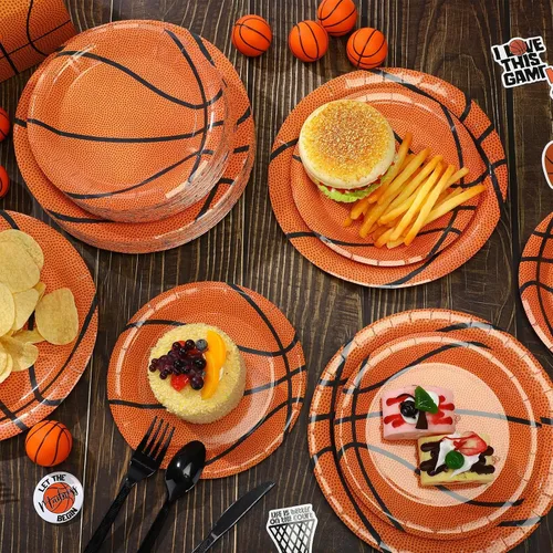 Miniatura 5 de Aoriher Paquete de 120 platos de papel para fiesta de béisbol, baloncesto, fútbol, fútbol, fiesta, paquete y platos de postre, vajilla temática