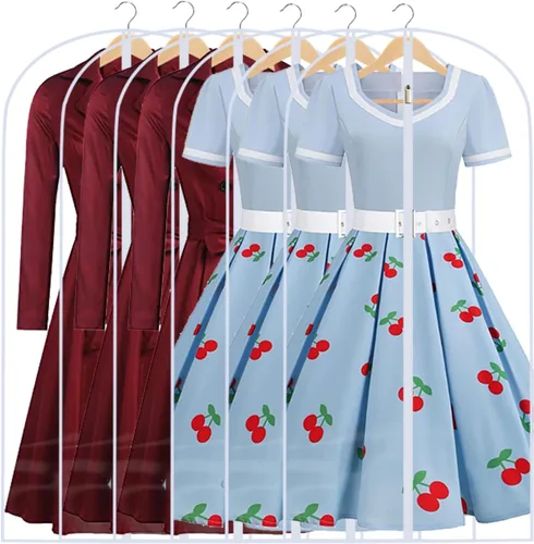 Miniatura 27 de Bolsas transparentes para colgar ropa, 40 pulgadas (juego de 6), bolsas de traje para almacenamiento en armario, bolsas de plástico a prueba