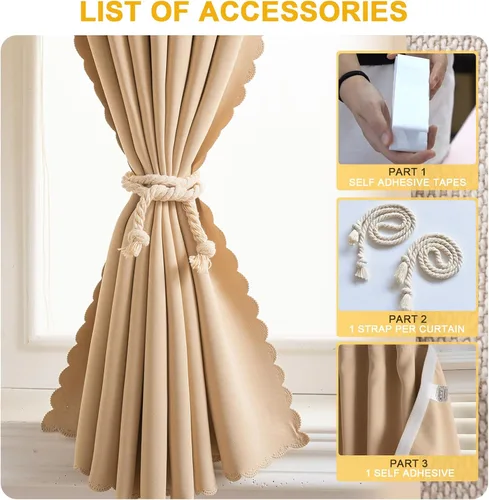 Miniatura 6 de Cortinas autoadhesivas, sin taladrar, sin varilla, cortinas opacas fáciles de instalar para persianas de ventana, dormitorio