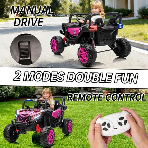 Miniatura 5 de camioneta de juguete todoterreno de 4x4 y 2 plazas de 24 V con control remoto, vehículos todoterreno eléctricos para niños con batería, juguetes