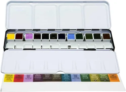 Miniatura 11 de DANIEL SMITH Acuarela vertida a mano, medias sartenes, juego de mezcla definitivo con 15 medias sartenes de acuarela, 15 medias bandejas vacías, 2