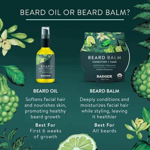 Miniatura 6 de Badger Aceite para barba, babasú y jojoba, certificado orgánico, acondicionador de barba de alta calidad, aceite de barba para piel seca, aceite