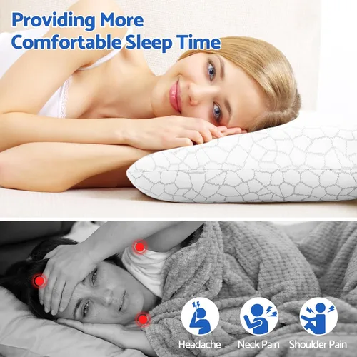 Miniatura 5 de CushZone Almohadas de espuma viscoelástica para dormir, almohada de cama con funda extraíble y lavable a máquina, almohada de cama para dormir