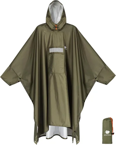 Miniatura 9 de ANYOO Poncho de lluvia con capucha para adultos, impermeable, ligero, para hombres y mujeres, chaqueta de lluvia reutilizable para emergencias al