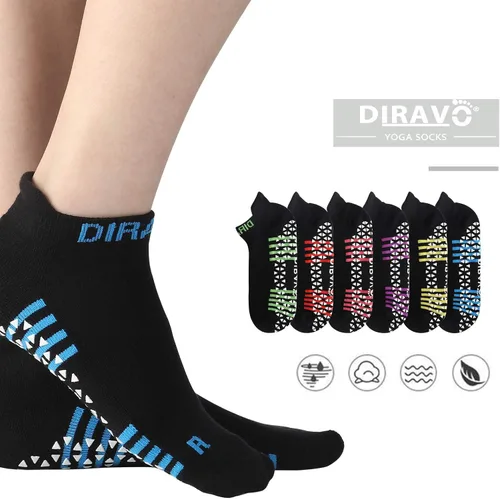 Miniatura 4 de 6 Pairs Yoga Socks for Women with Grips Non-Slip Anti-Skid Pilates Barre Socks Bikram Fitness Size 5-10