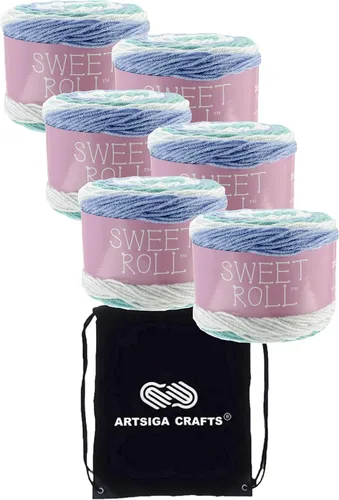 Miniatura 22 de Premier Yarns Sweet Roll Raspberry Swirl 1047-05 (6 madejas, el mismo lote de tinte) estambre mediano #4 para ganchillo y tejer con bolsa