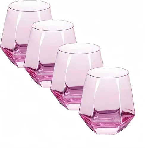 Miniatura 10 de Juego de 4 copas de vino sin tallo, cristalería iridiscente de 10 onzas, moderna cristalería arcoíris con vasos de colores para vino tinto
