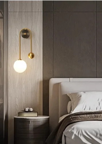 Miniatura 2 de Lámpara de pared LED moderna, apliques de bola de cristal, pantalla dorada y blanca, para sala de estar, cocina, pasillo, iluminación decorativa