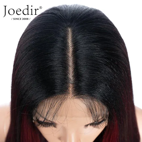 Miniatura 5 de Joedir Peluca de 36 pulgadas súper larga recta ligera Yaki pelucas sintéticas de encaje frontal pelucas para mujeres NTHL1B/99J/118