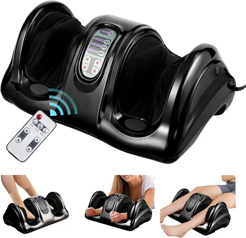 WELLHUT Máquina masajeadora de pies Shiatsu, masajeador de pies y pantorrillas para tobillo, brazo de pierna de pantorrilla, rodillo de amasado Negro