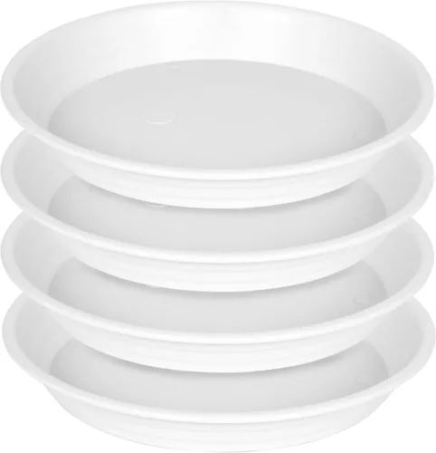 Platillo para plantas, bandeja de maceta de 14 pulgadas, 4 paquetes de platillos de maceta de flores de plástico y bandejas de goteo para interiores