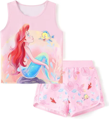Miniatura 16 de Disney Stitch, Frozen, Minnie Mouse, Princesa, Winnie Tank Top+Shorts Dolphin para niñas, conjunto deportivo de entrenamiento de verano