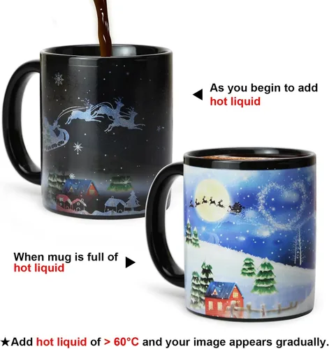 Miniatura 5 de Taza mágica que cambia de color de 12 onzas, taza de café navideña con caja de regalo para mujeres, hombres y niños