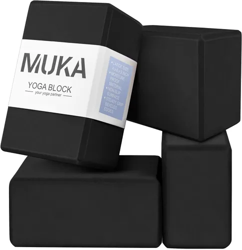 Muka Paquete de 4 bloques de yoga de 4 x 6 x 9 pulgadas, ladrillo de yoga de espuma EVA de alta densidad para meditación, pilates Negro