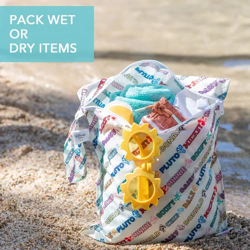 Miniatura 4 de Bumkins Disney - Bolsa húmeda impermeable para bebé, viajes, traje de baño, pañal de tela, piezas de bomba, piscina, playa, ropa de gimnasio