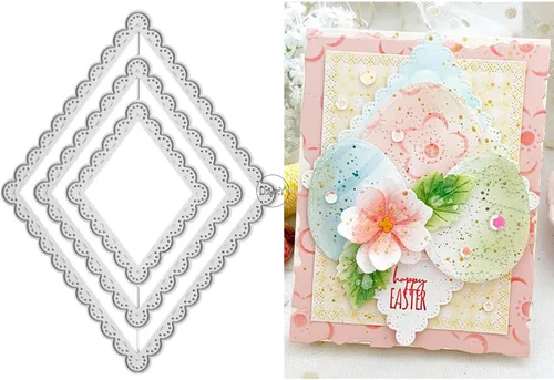 Miniatura 18 de DzIxY Juego de troqueles de corte de metal de encaje con flores antiguas para hacer tarjetas, juegos de troqueles de papel de gofrado, plantillas