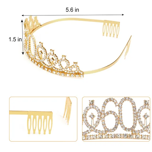 Miniatura 3 de Banda y tiaras de 60 cumpleaños para mujer, decoraciones de cumpleaños 60 para mujer, fabulosa banda y corona para mujeres de 60 años y fabulosos