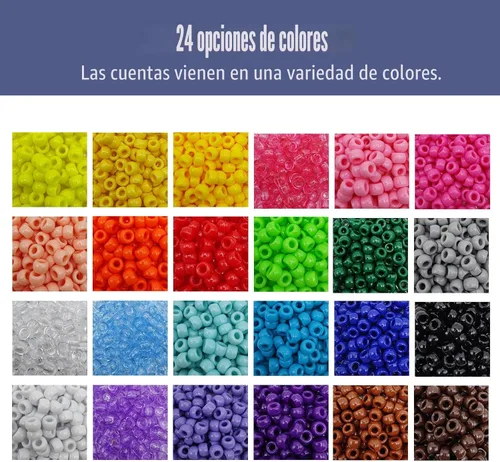 Miniatura 2 de Cuentas de pony, 4200 piezas, 28 colores, cuentas de plástico para hacer pulseras artesanales, cuentas para el cabello para trenzas, cuentas