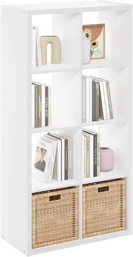 Miniatura 30 de Furinno Organizador de Almacenamiento en Cubos Decorativos con Respaldo Abierto, 4 Cubos, Gris Claro