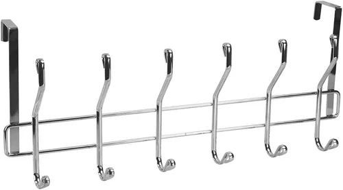 Home Basics Wave - Estante de 6 ganchos para colgar sobre la puerta de baño, dormitorio o armario, abrigos, batas, sombreros, bolsas y toallas,