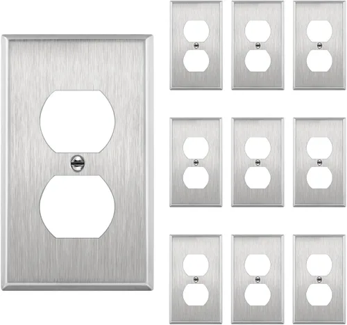 Miniatura 15 de ENERLITES Placa de pared de metal con salida dúplex para receptáculos, cubierta de salida de acero inoxidable, resistente a la corrosión