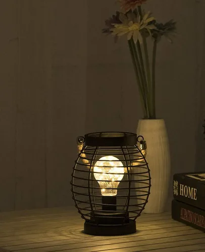 Miniatura 5 de Ulalaza Lámpara LED de alambre de cobre, adornos de hierro forjado, luz nocturna, dormitorio creativo, estilo nórdico, retro, decoración de viento