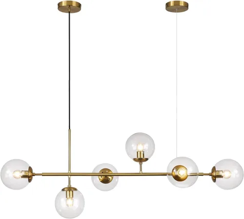 Miniatura 14 de KCO Lámpara colgante moderna de cristal de leche plateado de 6 luces, accesorio de lámpara colgante, candelabro, candelabro de níquel cepillado