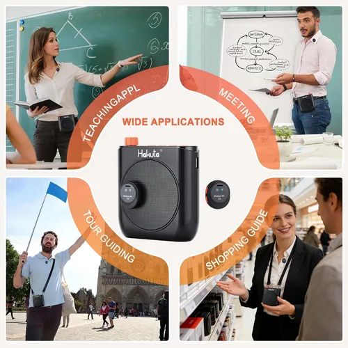 Miniatura 9 de HAKUTA Amplificador de voz inalámbrico, altavoz Bluetooth portátil para profesores con micrófono de solapa magnético y 2 micrófonos, amplificador