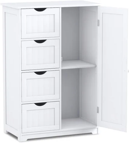 Miniatura 11 de Giantex Gabinete de Almacenamiento de Baño con Cajones - Organizador de Almacenamiento de 4 Cajones con Armario, Estante Ajustable, Dispositivo