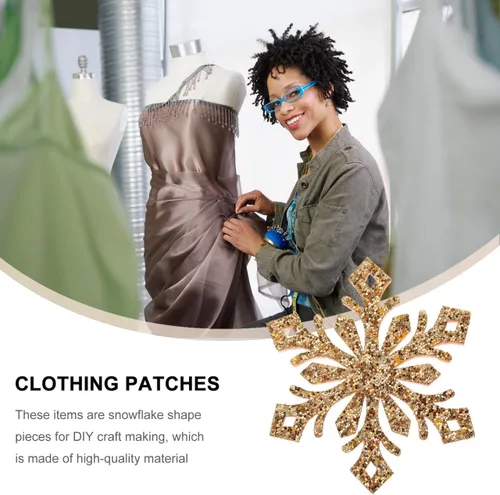 Miniatura 3 de EXCEART 30 parches de copo de nieve con brillantina para planchar en copos de nieve, horquillas para ropa, vestidos, plantas, sombreros, jeans