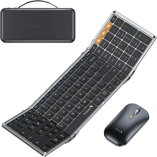 Miniatura 12 de ProtoArc XKM01 - Teclado y mouse plegables, combo de mouse inalámbrico plegable de tamaño completo para viajes de negocios, una suite de oficina Azul