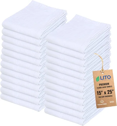 Miniatura 14 de Toallas de saco de harina Toalla de té para manualidades, plato de cocina, toalla de algodón en blanco para bordado, funda de lino para hornear