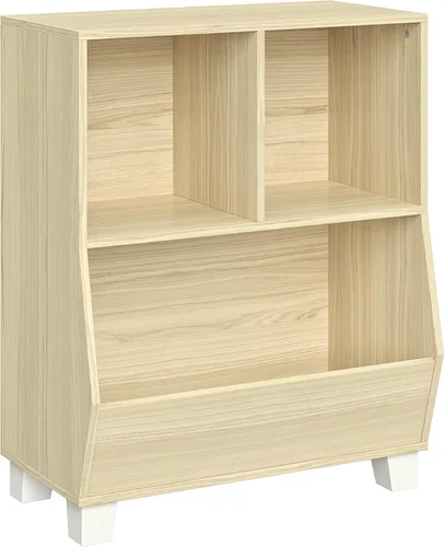 Miniatura 14 de RiverRidge Estantería organizadora de juguetes para niños con 2 cubículos, 2 contenedores plegables de tela azul y espacioso, organizador de Blanco