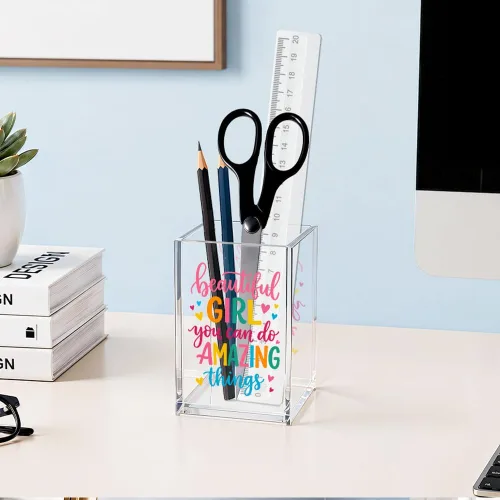 Miniatura 4 de Beautiful Girl You Can Do Amazing Things - Soporte para lápiz cosmético de acrílico, accesorios de tocador, organizador de maquillaje para hija