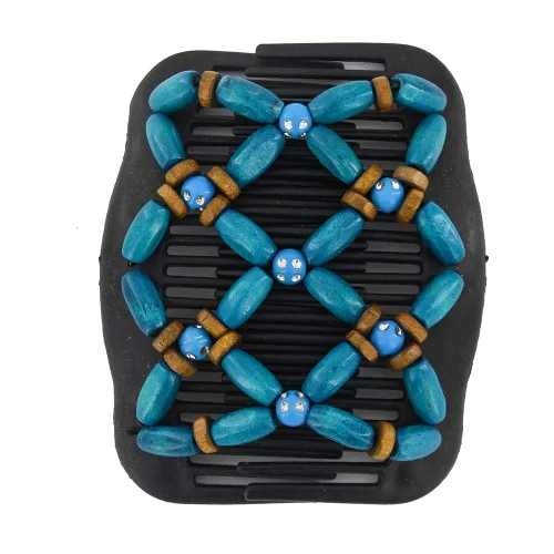 Miniatura 3 de Yeshan Peines Laterales Mágicos para el Cabello para Mujeres con Cuentas de Madera, Clips Dobles Elásticos, Hacedor de Moño, Accesorios para el No9