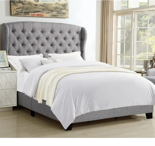 Miniatura 11 de Rosevera Marcelle - Marco de cama con respaldo de alas con cabecera ajustable de diseño distintivo, tapizado con botones para dormitorio, soporte