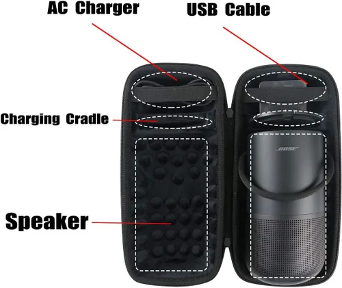 Miniatura 4 de khanka Estuche rígido de viaje para altavoz portátil Bose Smart/Home (Triple Negro)