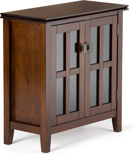 Miniatura 19 de SIMPLIHOME Armario de almacenamiento artesanal, gabinete de almacenamiento bajo de madera maciza de 30 pulgadas de ancho en marrón miel, gabinete