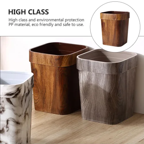 Miniatura 4 de Cabilock Bote de basura retro creativo de 14 l Imitado papelera sólida para oficina en casa dormitorio baño estilo vintage cubo de basura