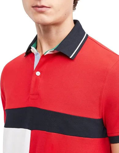 Miniatura 4 de Tommy Hilfiger Polo de manga corta de algodón con estampado de bandera de piqué para hombre en ajuste regular